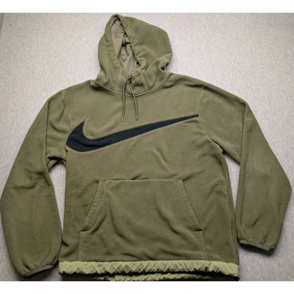 Nike Club Fleece Winterized Pullover Hoodie Mens Small Green DQ4896 222